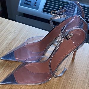 Amina Muaddi Ursina Crystal-Embellished Transparent Pumps